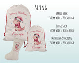 Personalised Christmas Sack - Santa Sack for Kids Presents Xmas Cute Dinosaur Design Stocking Christmas Eve Bag Box for Girls & Boys XS042