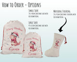 Personalised Christmas Sack - Santa Sack for Kids Presents Xmas Cute Dinosaur Design Stocking Christmas Eve Bag Box for Girls & Boys XS042