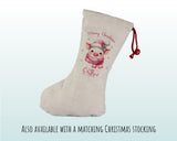 Personalised Christmas Sack - Santa Sack for Kids Presents Xmas Cute Pig Piglet Design Stocking Christmas Eve Bag Box for Girls & Boys XS045