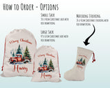 Personalised Christmas Sack - Santa Sack for Kids Presents Xmas Tree and Truck Design Stocking Christmas Eve Bag Box for Girls & Boys XS047