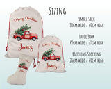 Personalised Christmas Sack - Santa Sack for Kids Presents Xmas Tree and Truck Design Stocking Christmas Eve Bag Box for Girls & Boys XS048