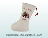 Personalised Christmas Sack - Santa Sack for Kids Presents Xmas Tree and Tractor Design Stocking Christmas Eve Bag for Girls & Boys XS062