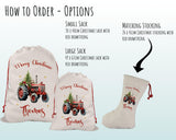Personalised Christmas Sack - Santa Sack for Kids Presents Xmas Tree and Tractor Design Stocking Christmas Eve Bag for Girls & Boys XS062