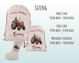 Personalised Christmas Sack - Santa Sack for Kids Presents Xmas Tree and Tractor Design Stocking Christmas Eve Bag for Girls & Boys XS062