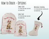 Personalised Akita Inu Large Christmas Sack - Red Drawstring Bag for Xmas Presents - Christmas Eve Bag Box Decoration for Dogs XS066