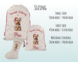 Personalised Yorkshire Terrier Large Christmas Sack - Red Drawstring Bag for Xmas Presents - Christmas Eve Bag Box Decoration for Dogs XS067
