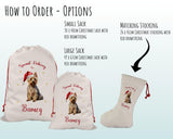 Personalised Yorkshire Terrier Large Christmas Sack - Red Drawstring Bag for Xmas Presents - Christmas Eve Bag Box Decoration for Dogs XS068
