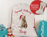 Personalised Australian Cattle Dog Large Christmas Sack Red Drawstring Bag for Xmas Presents Christmas Eve Bag Box Decoration for Dogs XS071