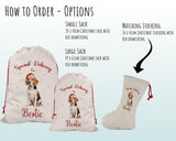 Personalised Beagle Dog Large Christmas Sack - Red Drawstring Bag for Xmas Presents - Christmas Eve Bag Box Decoration for Dogs XS072