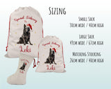 Personalised Belgian Sheepdog Large Christmas Sack - Red Drawstring Bag for Xmas Presents - Christmas Eve Bag Box Decoration for Dogs XS073