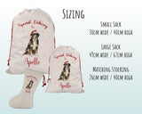 Personalised Bernese Mountain Dog Large Christmas Sack Red Drawstring Bag for Xmas Presents Christmas Eve Bag Box Decoration for Dogs XS074