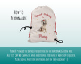 Personalised Chinese Crested Water Dog Large Christmas Sack - Red Drawstring Bag for Xmas Presents - Christmas Eve Bag Box Decoration XS085