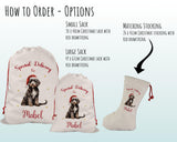 Personalised Cockapoo Large Christmas Sack - Red Drawstring Bag for Xmas Presents - Christmas Eve Bag Box Decoration for Dogs XS087