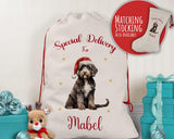 Personalised Cockapoo Large Christmas Sack - Red Drawstring Bag for Xmas Presents - Christmas Eve Bag Box Decoration for Dogs XS087