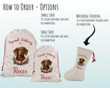 Personalised Dachshund Large Christmas Sack - Red Drawstring Bag for Xmas Presents - Christmas Eve Bag Box Decoration for Dogs XS096
