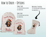 Personalised Dachshund Large Christmas Sack - Red Drawstring Bag for Xmas Presents - Christmas Eve Bag Box Decoration for Dogs XS097