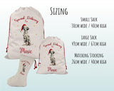 Personalised Dalmatian Large Christmas Sack - Red Drawstring Bag for Xmas Presents - Christmas Eve Bag Box Decoration for Dogs XS099