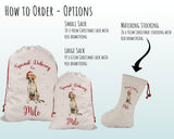 Personalised English Fox Hound Large Christmas Sack - Red Drawstring Bag for Xmas Presents - Christmas Eve Bag Box Decoration for Dogs XS100