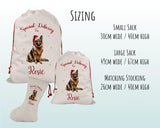 Personalised German Shepherd Large Christmas Sack - Red Drawstring Bag for Xmas Presents - Christmas Eve Bag Box Decoration for Dogs XS106