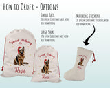 Personalised German Shepherd Large Christmas Sack - Red Drawstring Bag for Xmas Presents - Christmas Eve Bag Box Decoration for Dogs XS106