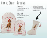 Personalised Hungarian Vizsla Large Christmas Sack - Red Drawstring Bag for Xmas Presents - Christmas Eve Bag Box Decoration for Dogs XS113