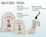 Personalised Italian Greyhound Large Christmas Sack - Red Drawstring Bag for Xmas Presents - Christmas Eve Bag Box Decoration for Dogs XS116