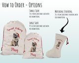 Personalised Keeshond Dog Large Christmas Sack - Red Drawstring Bag for Xmas Presents - Christmas Eve Bag Box Decoration for Dogs XS119