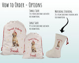 Personalised Yellow Labrador Large Christmas Sack - Red Drawstring Bag for Xmas Presents - Christmas Eve Bag Box Decoration for Dogs XS125
