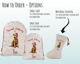 Personalised Lakeland Terrier Large Christmas Sack - Red Drawstring Bag for Xmas Presents - Christmas Eve Bag Box Decoration for Dogs XS126