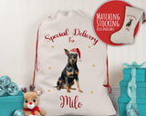 Personalised Manchester Terrier Large Christmas Sack - Red Drawstring Bag for Xmas Presents Christmas Eve Bag Box Decoration for Dogs XS130