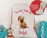 Personalised Norfolk Terrier Large Christmas Sack - Red Drawstring Bag for Xmas Presents - Christmas Eve Bag Box Decoration for Dogs XS132