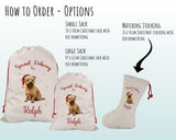 Personalised Norfolk Terrier Large Christmas Sack - Red Drawstring Bag for Xmas Presents - Christmas Eve Bag Box Decoration for Dogs XS132
