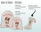 Personalised Papillon Dog Large Christmas Sack - Red Drawstring Bag for Xmas Presents - Christmas Eve Bag Box Decoration for Dogs XS134