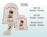 Personalised Pekingese Dog Large Christmas Sack - Red Drawstring Bag for Xmas Presents - Christmas Eve Bag Box Decoration for Dogs XS135