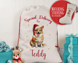 Personalised Pembroke Welsh Corgi Large Christmas Sack - Drawstring Bag for Xmas Presents Christmas Eve Bag Box Decoration for Dogs XS136