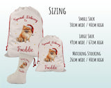 Personalised Pomeranian Large Christmas Sack - Red Drawstring Bag for Xmas Presents - Christmas Eve Bag Box Decoration for Dogs XS137