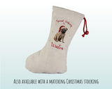 Personalised Pug Dog Large Christmas Sack - Red Drawstring Bag for Xmas Presents - Christmas Eve Bag Box Decoration for Dogs XS139