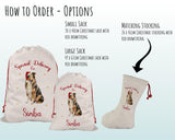 Personalised Rough Collie Large Christmas Sack - Red Drawstring Bag for Xmas Presents - Christmas Eve Bag Box Decoration for Dogs XS141