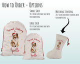 Personalised Shetland Sheepdog Sheltie Large Christmas Sack Drawstring Bag for Xmas Presents Christmas Eve Bag Box Decoration for Dogs XS146