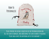 Personalised Siberian Husky Large Christmas Sack - Red Drawstring Bag for Xmas Presents - Christmas Eve Bag Box Decoration for Dogs XS149