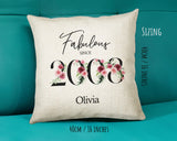 18th Birthday Gift for Women - Personalised 2008 Birthday Cushion Age 18 Gift for Her Ladies Floral Design Daughter Sister Eighteen BNC18C