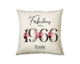 60th Birthday Gift for Women - Personalised 1965 Birthday Cushion Age 60 Gift for Her - Ladies Floral Age Design Mum Nan Gran Sixty BNC60C