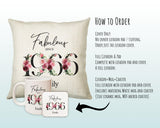 60th Birthday Gift for Women - Personalised 1965 Birthday Cushion Age 60 Gift for Her - Ladies Floral Age Design Mum Nan Gran Sixty BNC60C