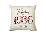 90th Birthday Gift for Women - Personalised 1936 Birthday Cushion Age 90 Gift for Her - Ladies Floral Age Design Mum Nan Gran Ninety BNC90C