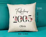 21st Birthday Gift for Women - Personalised 2005 Birthday Cushion Age 21 Gift for Her Lady Floral Design Daughter Sister Twenty One BNC21C