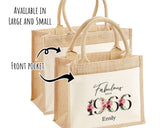 60th Birthday Gift For Women Personalised Jute Bag - Gift For Her Floral Tote Bag Gifts - Sixty 60 Fabulous Since 1965 Shopping Bag BNC60T