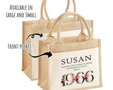 60th Birthday Gift For Women Personalised Jute Bag - Gift For Her Floral Tote Bag Gifts - Sixty 60 Wonderful Since 1965 Shopping Bag BND60T