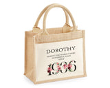90th Birthday Gift For Women Personalised Jute Bag - Gift For Her Floral Tote Bag Gifts - Ninety 90 Wonderful Since 1935 Shopping Bag BND90T