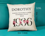 90th Birthday Gift for Women - Personalised 1935 Birthday Cushion Age 90 Gift for Her - Ladies Floral Age Design Mum Nan Gran Ninety BND90C