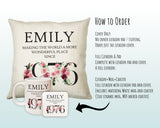50th Birthday Gift for Women - Personalised 1975 Birthday Cushion Age 50 Gift for Her - Ladies Floral Design Mum Nan Sister Fifty BND50C